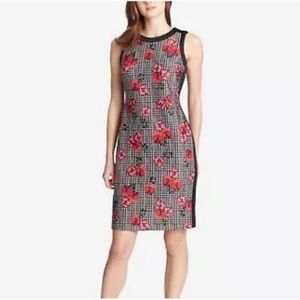 🎉🥂HP🥂🎉 Tommy Hilfiger floral Houndstooth scuba knit Sheath Dress 8 bodycon